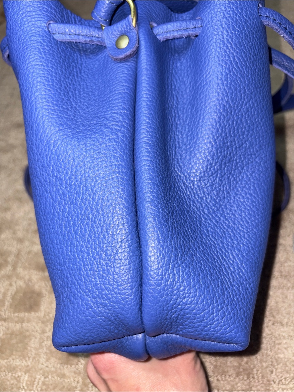 Portland Leather Goods small drawstring bucket bag in the color Molino Blue - Picture 10 of 12